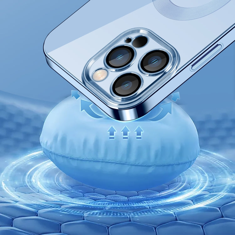 For iPhone 13 Pro Max 9D Electroplated Edge Lens Film Clear PC + TPU Shockproof Case (Alpine Green)