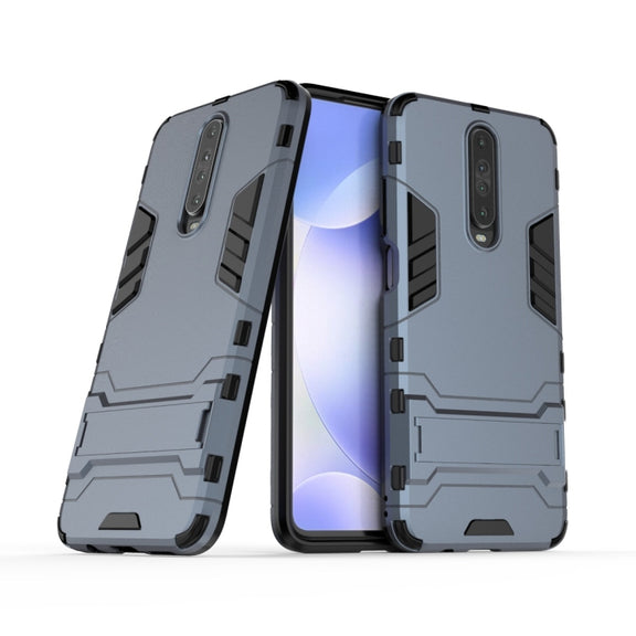 For Xiaomi Redmi K30 Shockproof PC + TPU Protective Case with Invisible Holder(Navy Blue)