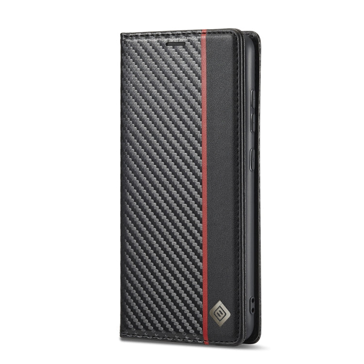 For Samsung Galaxy A33 5G LC.IMEEKE Carbon Fiber PU + TPU Leather Phone Case(Vertical Black)