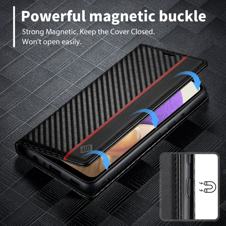 For Samsung Galaxy A33 5G LC.IMEEKE Carbon Fiber PU + TPU Leather Phone Case(Vertical Black)