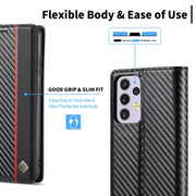 For Samsung Galaxy A33 5G LC.IMEEKE Carbon Fiber PU + TPU Leather Phone Case(Vertical Black)