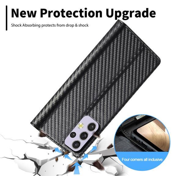 For Samsung Galaxy A33 5G LC.IMEEKE Carbon Fiber PU + TPU Leather Phone Case(Vertical Black)