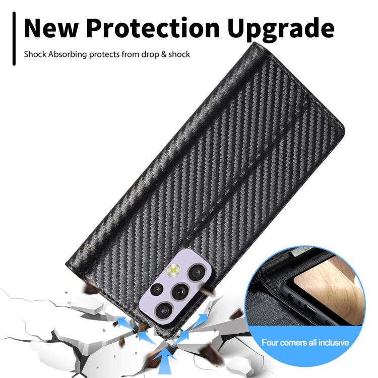For Samsung Galaxy A33 5G LC.IMEEKE Carbon Fiber PU + TPU Leather Phone Case(Vertical Black)