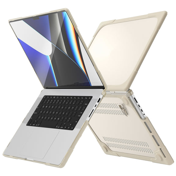 TPU + PC Two-color Anti-fall Laptop Protective Case For MacBook Pro 16.2 inch A2485 2021(Khaki)