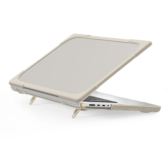 TPU + PC Two-color Anti-fall Laptop Protective Case For MacBook Pro 16.2 inch A2485 2021(Khaki)