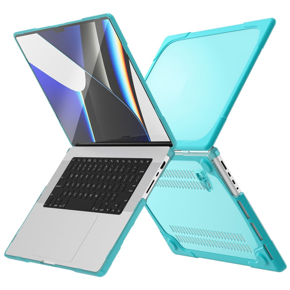 TPU + PC Two-color Anti-fall Laptop Protective Case For MacBook Pro 16.2 inch A2485 2021(Light Blue)
