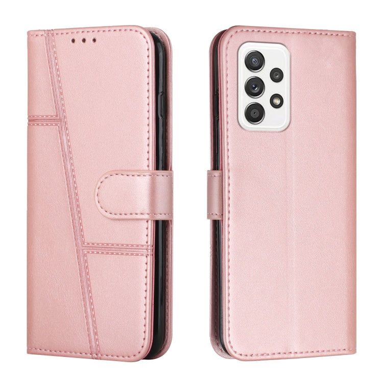 For Samsung Galaxy A23 Stitching Calf Texture Buckle Leather Phone Case(Pink)