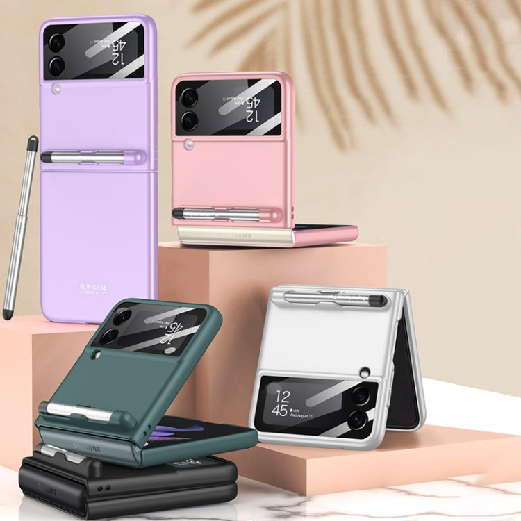 For Samsung Galaxy Z Flip3 5G GKK Integrated Ultra-thin Full Coverage Phone Flip Case with Pen(Forest Green)