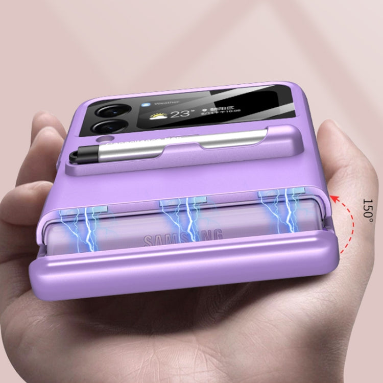 For Samsung Galaxy Z Flip3 5G GKK Magnetic Full Coverage Phone Flip Case with Pen(Pink)