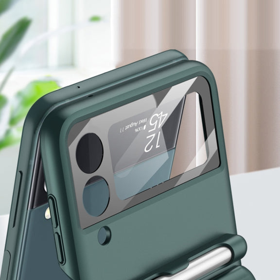 For Samsung Galaxy Z Flip3 5G GKK Magnetic Full Coverage Phone Flip Case with Pen(Black)