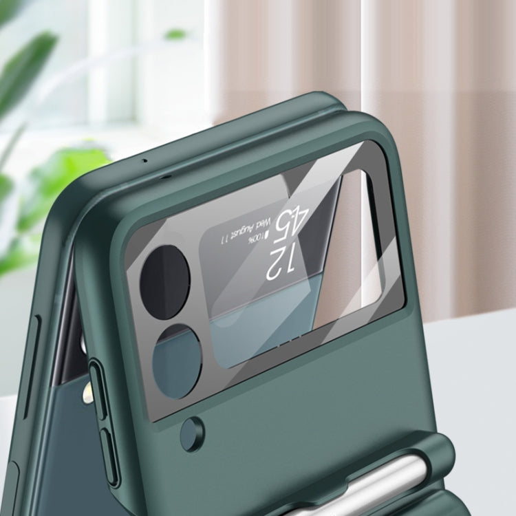 For Samsung Galaxy Z Flip3 5G GKK Magnetic Full Coverage Phone Flip Case with Pen(Silver)