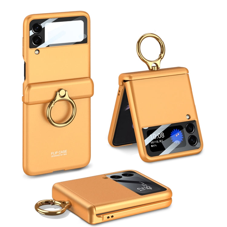For Samsung Galaxy Z Flip3 5G GKK Magnetic Hinged Flip Case with Ring Holder(Orange)