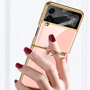 For Samsung Galaxy Z Flip3 5G GKK Integrated Solid Color Plating Phone Case with Ring Holder(Lavender Purple)