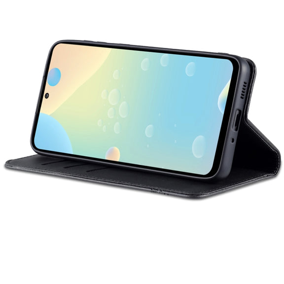 For Samsung Galaxy A73 5G AZNS Magnetic Calf Texture Flip Leather Phone Case(Black)