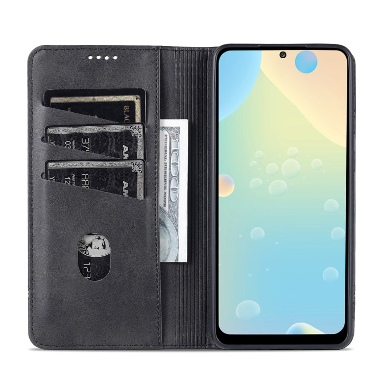 For Samsung Galaxy A73 5G AZNS Magnetic Calf Texture Flip Leather Phone Case(Black)