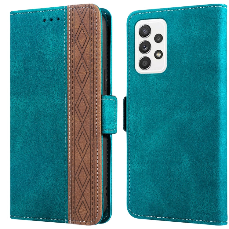For Samsung Galaxy A33 5G Stitching Side-Magnetic RFID Leather Phone Case(Dark Green)