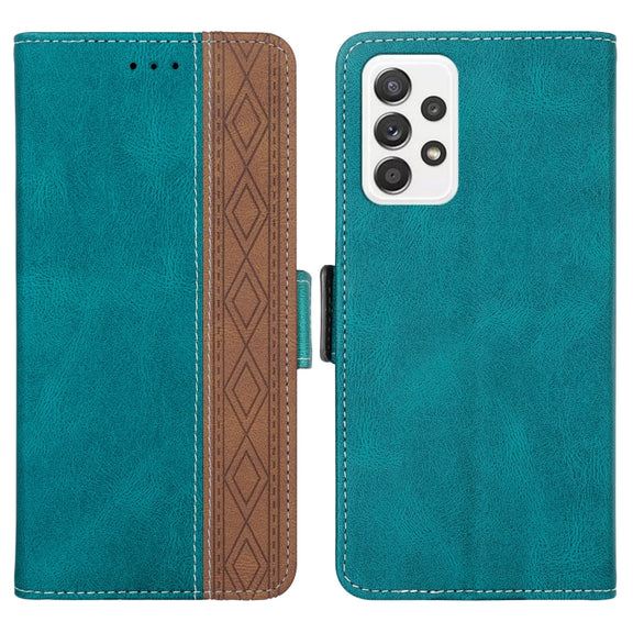 For Samsung Galaxy A33 5G Stitching Side-Magnetic RFID Leather Phone Case(Dark Green)
