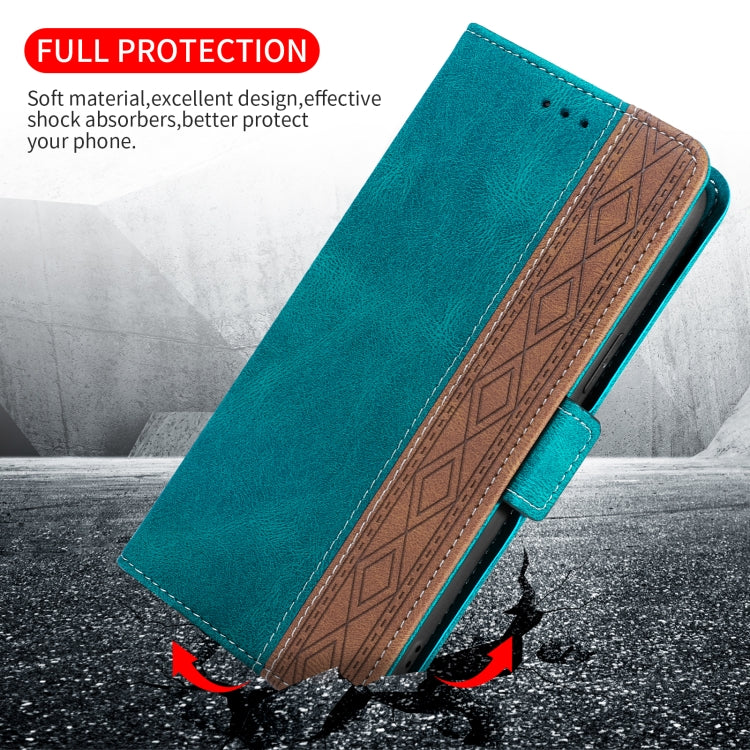 For Samsung Galaxy A33 5G Stitching Side-Magnetic RFID Leather Phone Case(Dark Green)