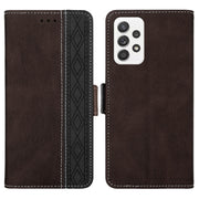For Samsung Galaxy A73 5G Stitching Side-Magnetic RFID Leather Phone Case(Coffee)