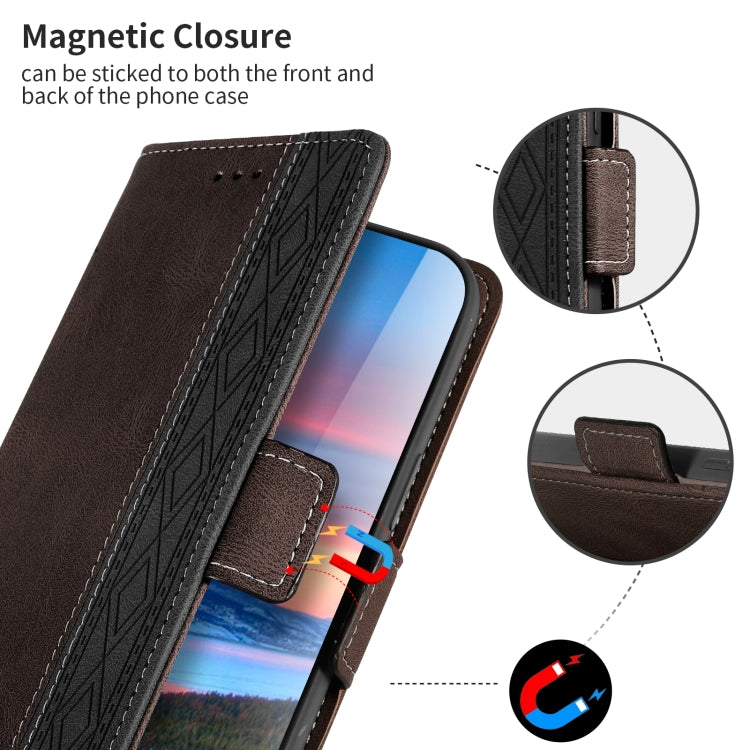 For Samsung Galaxy A73 5G Stitching Side-Magnetic RFID Leather Phone Case(Coffee)