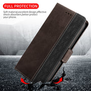 For Samsung Galaxy A73 5G Stitching Side-Magnetic RFID Leather Phone Case(Coffee)