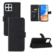 For Honor X8 Skin Feel Magnetic Buckle Calf Texture PU Phone Case(Black)