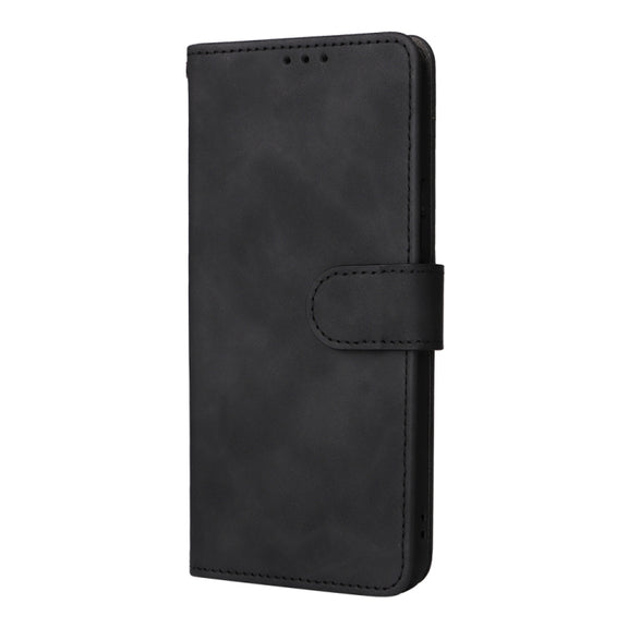For Honor X8 Skin Feel Magnetic Buckle Calf Texture PU Phone Case(Black)