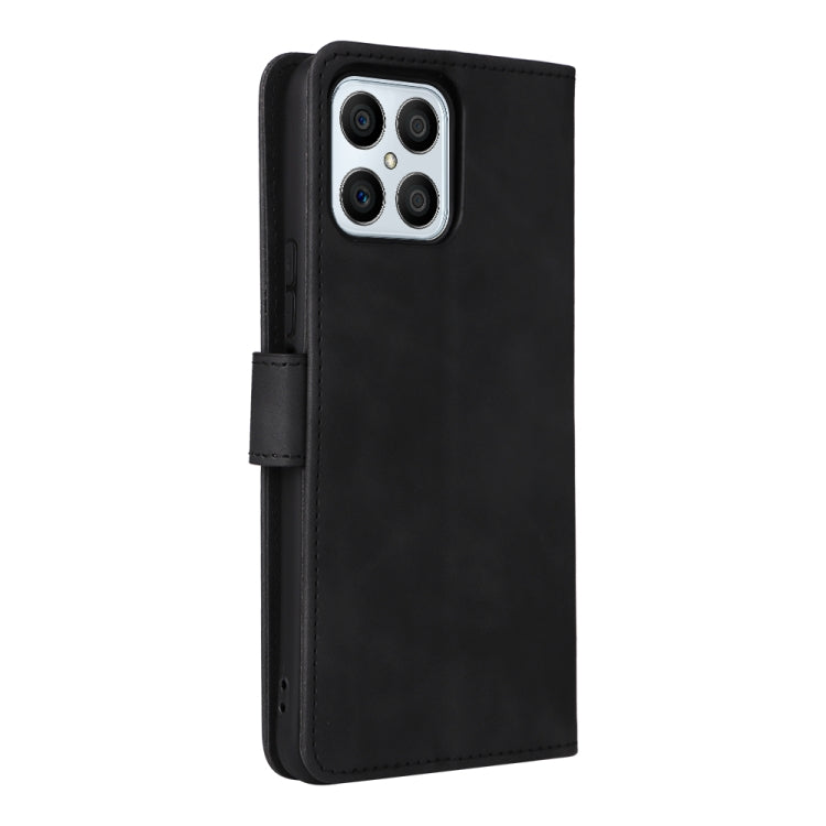 For Honor X8 Skin Feel Magnetic Buckle Calf Texture PU Phone Case(Black)