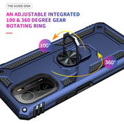 For Xiaomi Poco F3 Shockproof TPU + PC Phone Case with 360 Degree Rotating Holder(Blue)