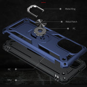 For Xiaomi Poco F3 Shockproof TPU + PC Phone Case with 360 Degree Rotating Holder(Blue)