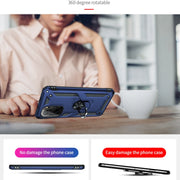 For Xiaomi Poco F3 Shockproof TPU + PC Phone Case with 360 Degree Rotating Holder(Blue)