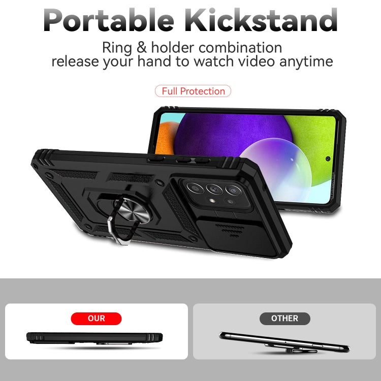 For Samsung Galaxy A73 5G Sliding Camshield Holder Phone Case(Black)