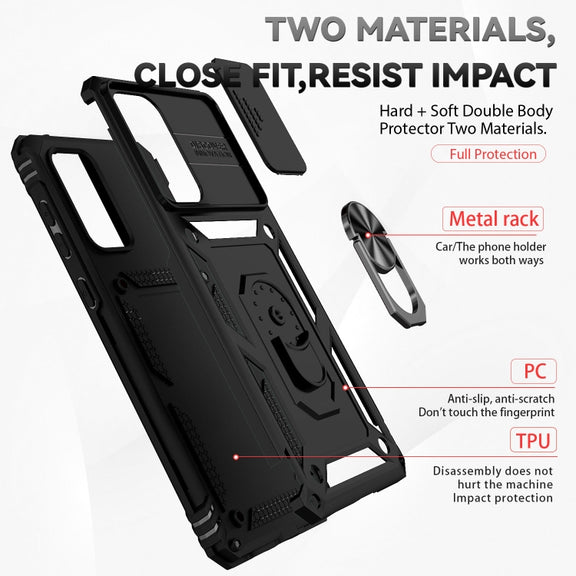 For Samsung Galaxy A73 5G Sliding Camshield Holder Phone Case(Black)