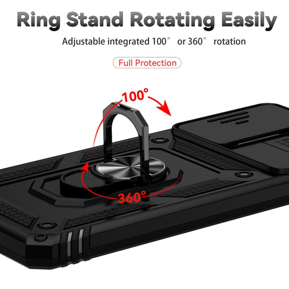 For Samsung Galaxy A73 5G Sliding Camshield Holder Phone Case(Black)