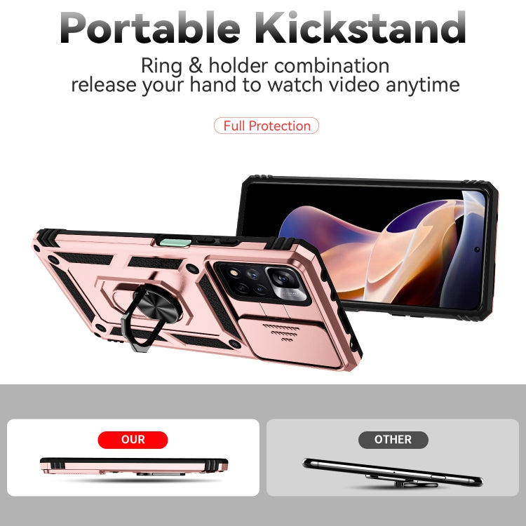 For Xiaomi Redmi Note 11 Pro Global Sliding Camshield Holder Phone Case(Rose Gold)