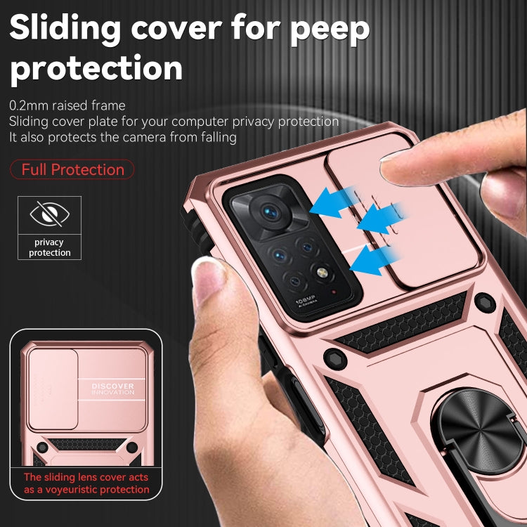 For Xiaomi Redmi Note 11 Pro Global Sliding Camshield Holder Phone Case(Rose Gold)