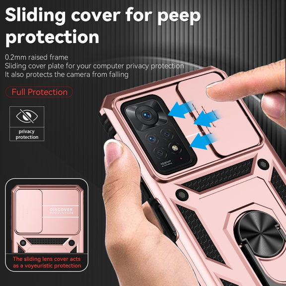For Xiaomi Redmi Note 11 Pro Global Sliding Camshield Holder Phone Case(Rose Gold)