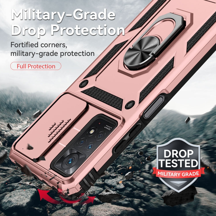 For Xiaomi Redmi Note 11 Pro Global Sliding Camshield Holder Phone Case(Rose Gold)