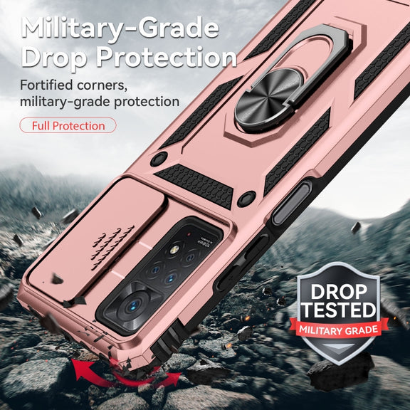 For Xiaomi Redmi Note 11 Pro Global Sliding Camshield Holder Phone Case(Rose Gold)