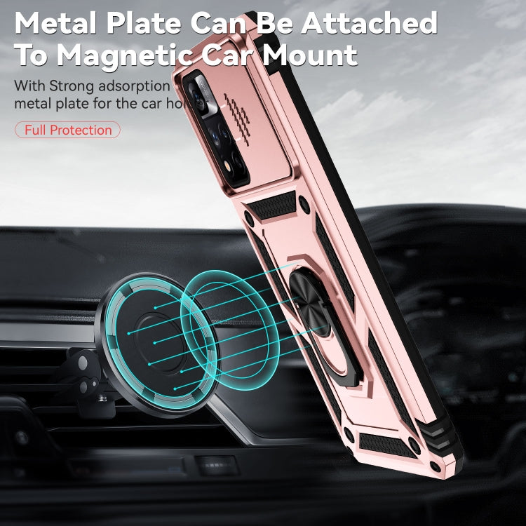 For Xiaomi Redmi Note 11 Pro Global Sliding Camshield Holder Phone Case(Rose Gold)