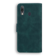 For Samsung Galaxy A20 / A30 Skin Feel Pure Color Flip Leather Phone Case(Green)