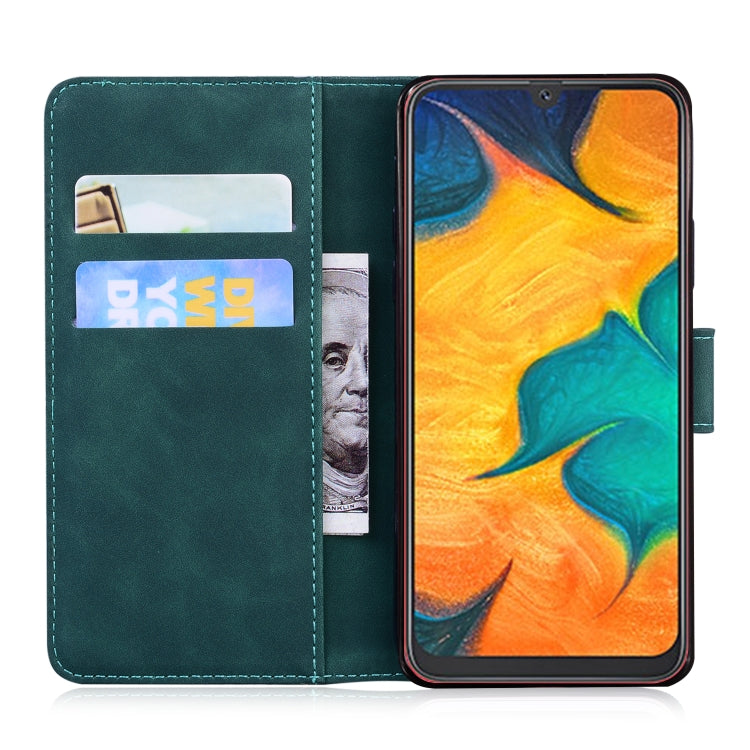 For Samsung Galaxy A20 / A30 Skin Feel Pure Color Flip Leather Phone Case(Green)