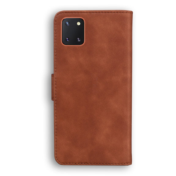 For Samsung Galaxy Note 10 Lite / A81 Skin Feel Pure Color Flip Leather Phone Case(Brown)