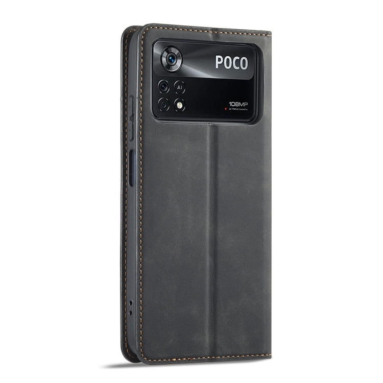 For Xiaomi Poco X4 Pro 5G Forwenw Dream Series Oil Edge Strong Magnetism Leather Phone Case(Black)