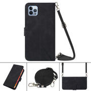 For iPhone 13 Pro Max Crossbody 3D Embossed Flip Leather Phone Case (Black)