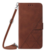 For Samsung Galaxy A72 4G / 5G Crossbody 3D Embossed Flip Leather Phone Case(Brown)