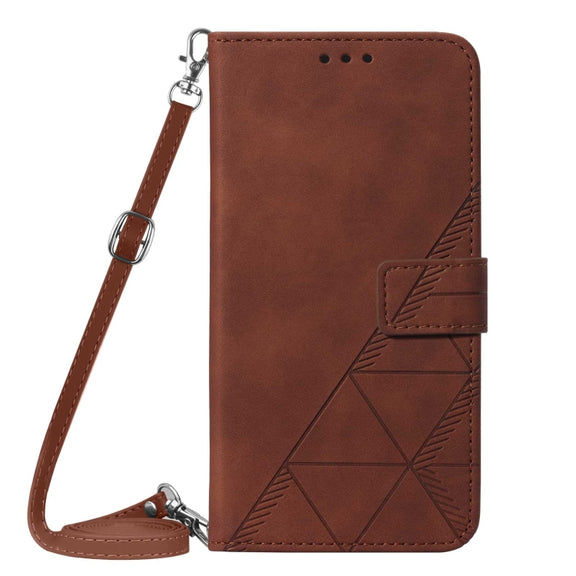 For Samsung Galaxy A72 4G / 5G Crossbody 3D Embossed Flip Leather Phone Case(Brown)