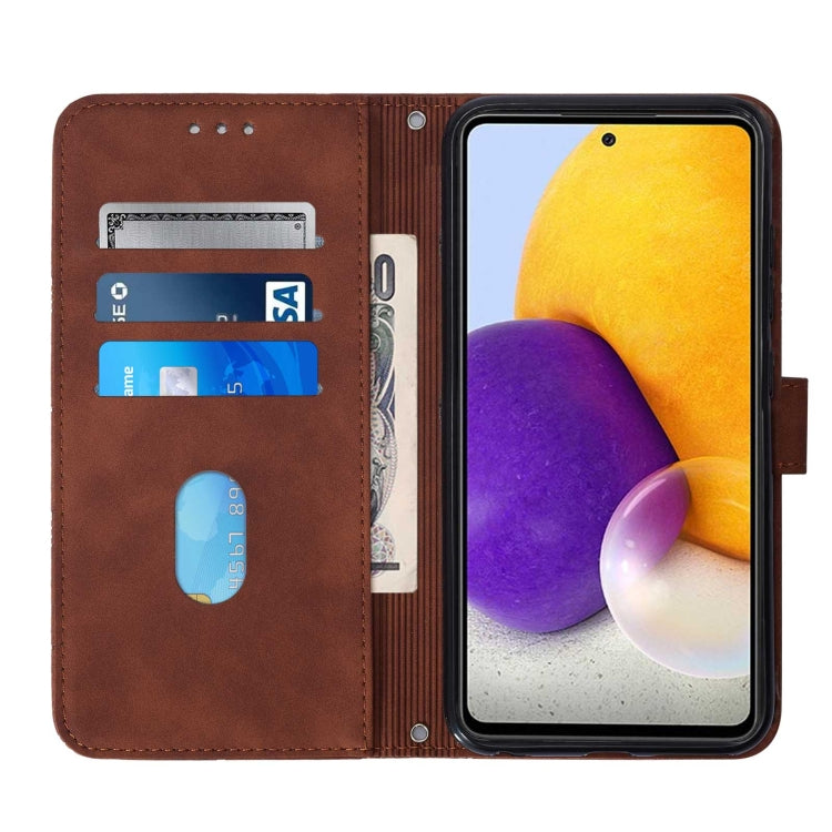 For Samsung Galaxy A72 4G / 5G Crossbody 3D Embossed Flip Leather Phone Case(Brown)