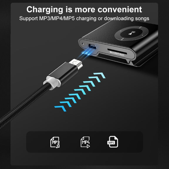 5 PCS Mini USB to USB A Woven Data / Charge Cable for MP3, Camera, Car DVR, Length:1.5m(Black)