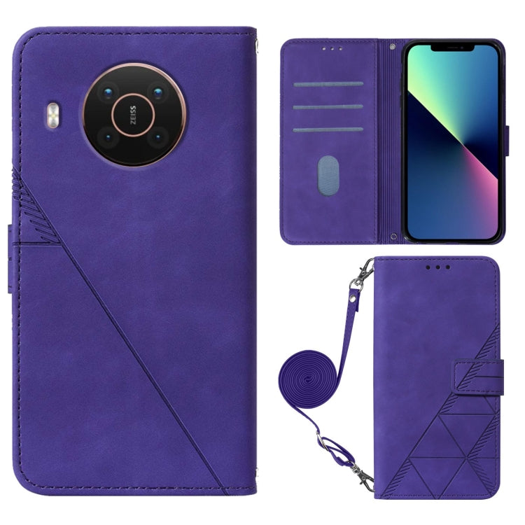 For Nokia X20 / X10 Crossbody 3D Embossed Flip Leather Phone Case(Purple)